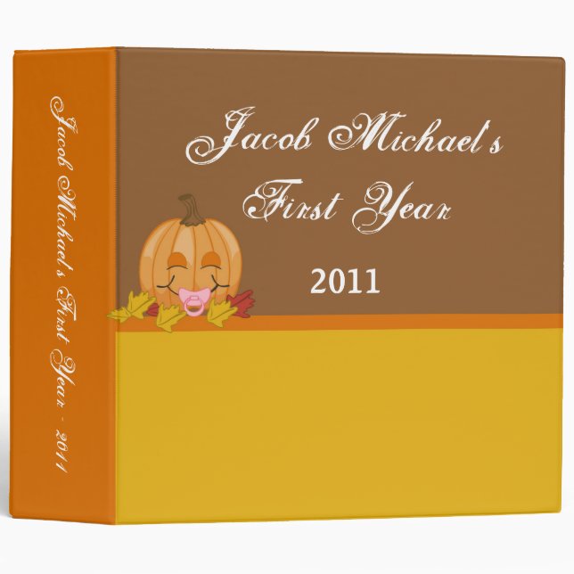 2" PHOTO Binder Scrapbook Autumn Fall Pumpkin Baby (Front/Spine)