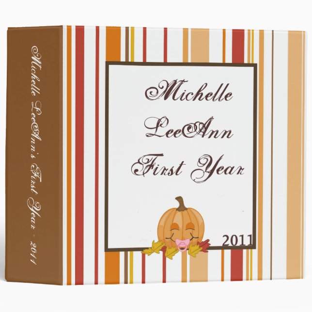 2" PHOTO Binder Scrapbook Autumn Pumpkin Baby (Front/Spine)