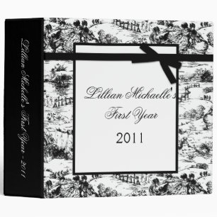 2" PHOTO Binder Scrapbook Black Toile Fabric