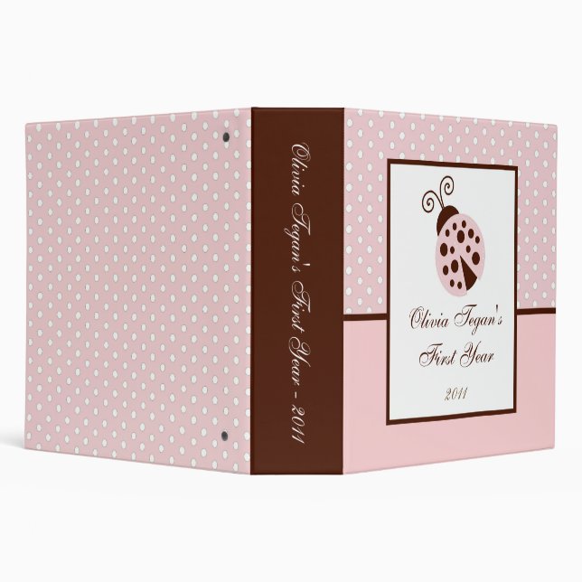 2" PHOTO Binder Scrapbook Pink Ladybug (Background)