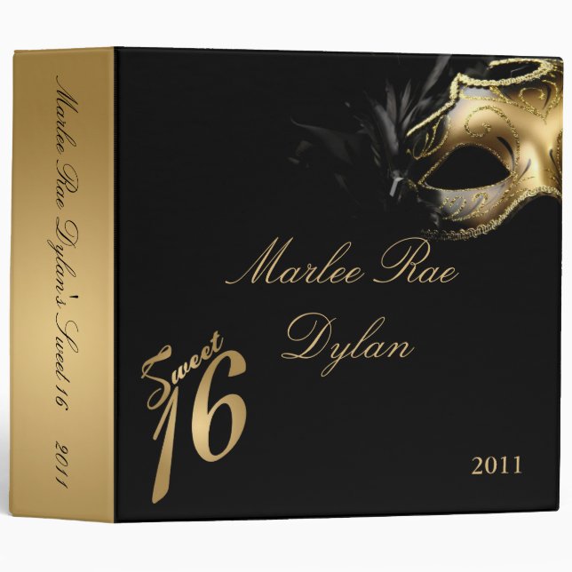 2" PHOTO Binder Scrapbook Sweet 16 Gold (Front/Spine)