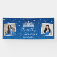 2 Photo Birthday Silver and Royal Blue Quinceanera