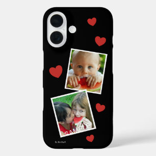 2 Photo Black Case with Red Hearts 