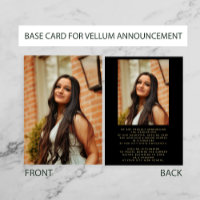 2 photo black gold BASE CARD for vellum graduation