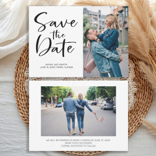 2 Photo Brush Script Wedding Save the Date