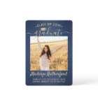 2 Photo Brushed Navy Blue & Gold Script Graduation