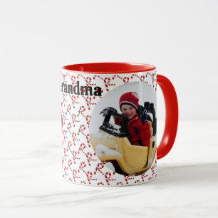 2 Photo Candy Cane Christmas Coffee Gift Mug