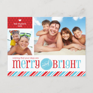 2 PHOTO CHRISTMAS POSTCARD :: merry & bright 1