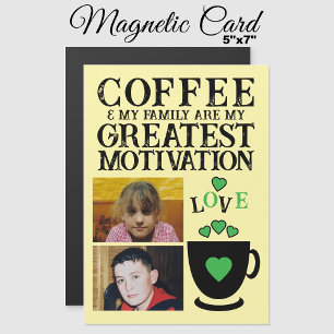 2 photo coffee and family green magnetic card