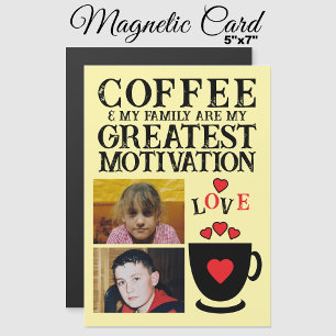 2 photo coffee and family red magnetic card