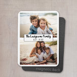 2 Photo Collage Family Name CAN EDIT COLOR Magnet<br><div class="desc">Use up to two horizontal or selfie phone photos to create a unique and personal gift. If you need to adjust the pictures,  click on the customize tool to make changes.</div>