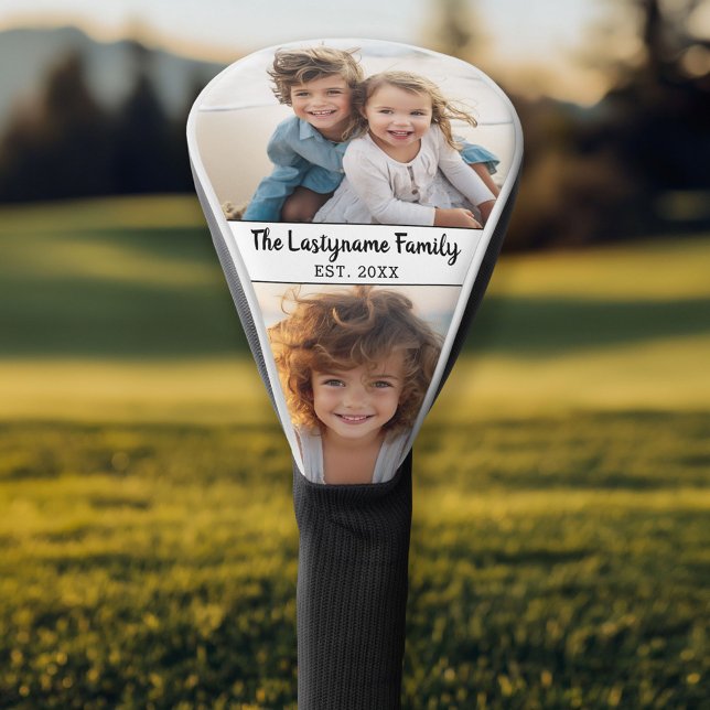 2 Photo Collage Family Name  Golf Head Cover (Personalized Golf Head Cover)