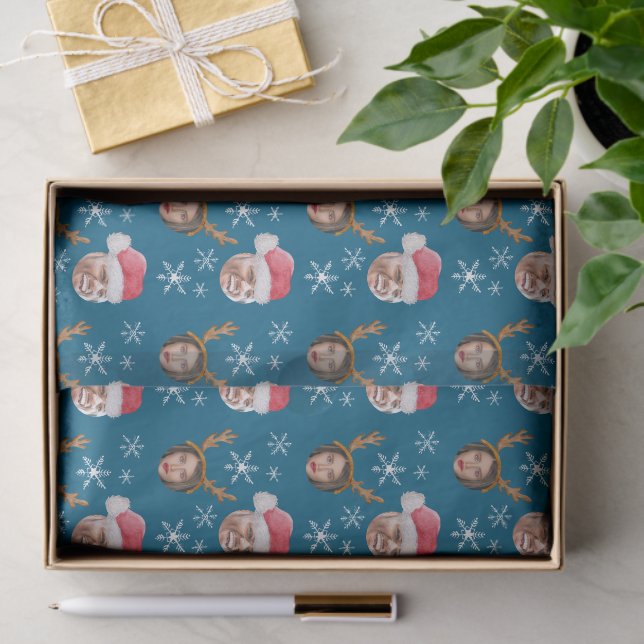 2 Photo Collage Santa and Reindeer Tissue Paper (Gift)