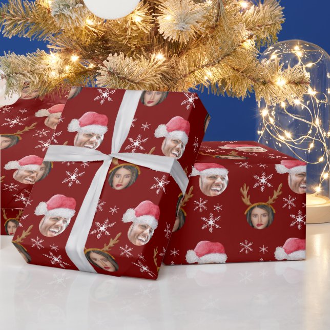 2 Photo Collage Santa and Reindeer Wrapping Paper (Holidays)