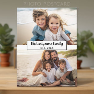 2 Photo Collage with Text for Family Name Postcard