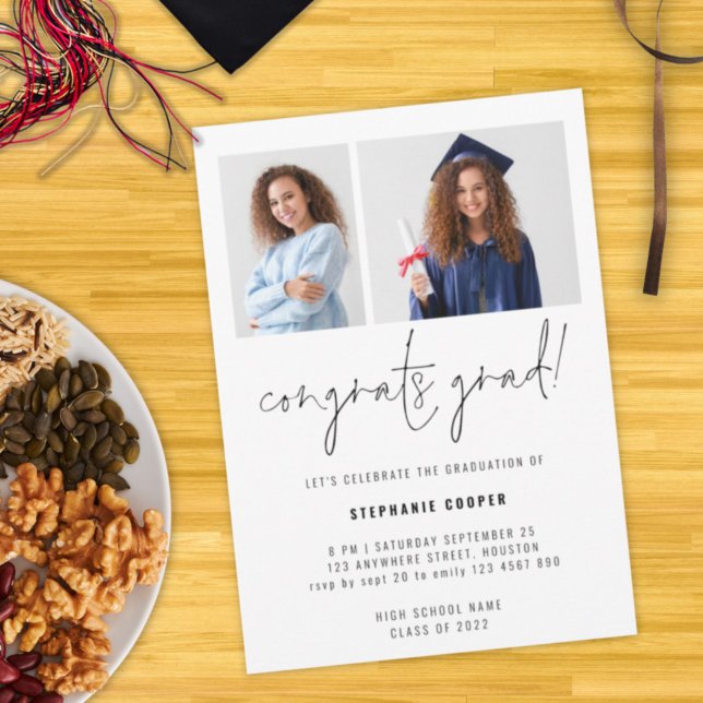 2 Photo Congrats Grad 2022 Graduation Party Invitation (Creator Uploaded)