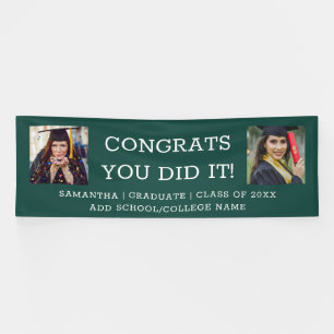 2 Photo Congrats Graduate 2022 Graduation Green Banner