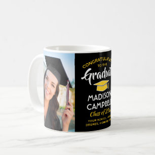 2 Photo Congratulations Graduate Black and Gold Coffee Mug