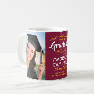 2 Photo Congratulations Graduate Maroon and Gold Coffee Mug