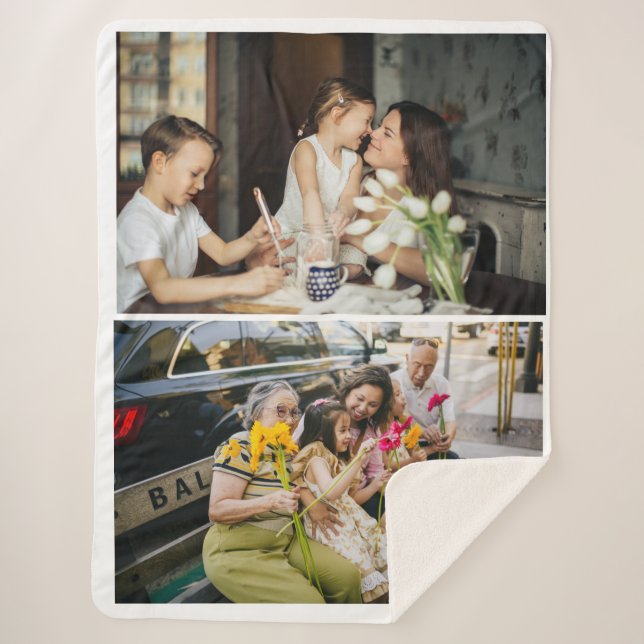 2 Photo Custom Collage Personalized  Sherpa Blanket (Front)