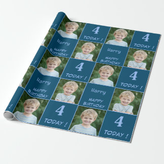 2 Photo Custom Happy Birthday Boy Wrapping Paper