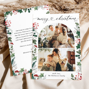 2 Photo Custom Message Boho Christmas Card