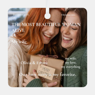 2 Photo Custom Most Beautiful Women Alive  Metal Ornament