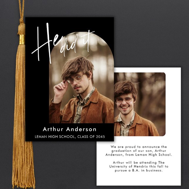 2 Photo Custom Simple Elegant Graduation Announcement (Creator Uploaded)