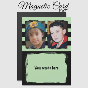 2 photo custom words green magnetic card