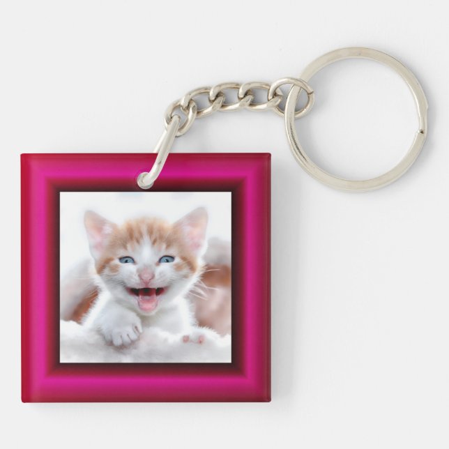 2 Photo de chat Bordure Rose Chaud (Dos)