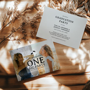 2 Photo Double Graduation Party  Invitation
