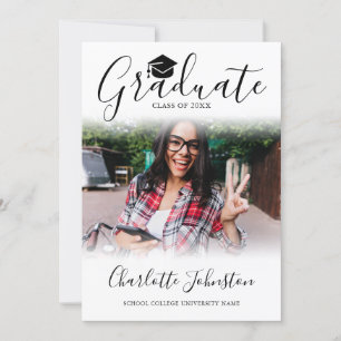 2 Photo Elegant Script Photo Graduation Party Invitation