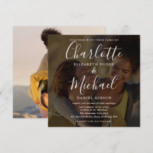 2 Photo Elegant Signature Script Wedding Invitatio Invitation