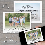 2 Photo Family Reunion Party Modern Elegant Script Save The Date<br><div class="desc">Invite family members to save the date for a reunion picnic, bbq or party with this elegant modern 2 photo invitation. All text and images are easy to customize. (IMAGE PLACEMENT TIP: An easy way to centre the photos how you want is to crop them before uploading to the Zazzle...</div>