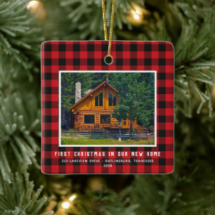 2 Photo First Xmas New Home Rustic  Ceramic Orname Ornament