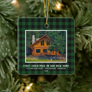 2 Photo First Xmas New Home Rustic  Ceramic Ornament