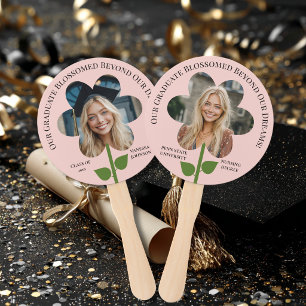 2 Photo Flower Frame Graduate Cute Personalized Hand Fan