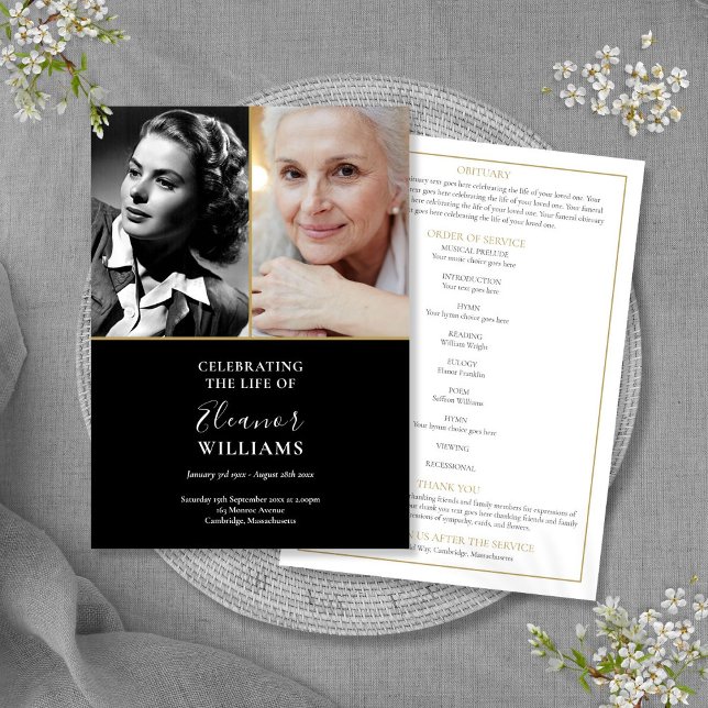 2 Photo Funeral Memorial Order Of Service Program (2 Photo Funeral Memorial Order Of Service Program)