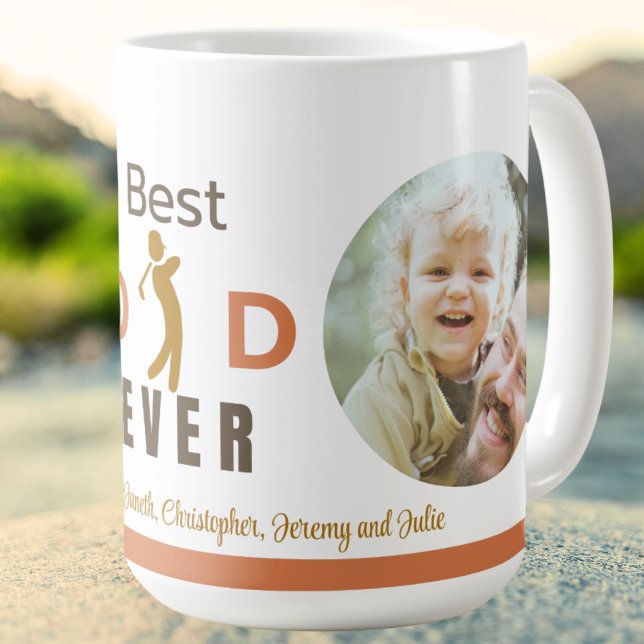 2 Photo Golf Best Dad Ever Cool Modern Fathers Day Coffee Mug (Creator Uploaded)