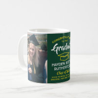 2 Photo Graduation Congrats Green Gold Yellow