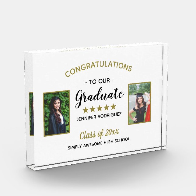 2 Photo Graduation Congratulations Graduate Custom Block (Left)