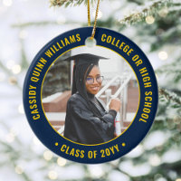 2 Photo Graduation Elegant Navy Blue and Gold
