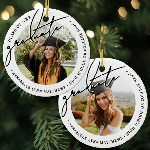2 Photo Graduation Graduate Photo Ceramic Ornament
