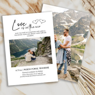 2 Photo Love in Air Hearts Wedding Save The Date