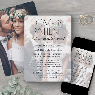 2 Photo Love is Patient Wedding Reception Only Invitation