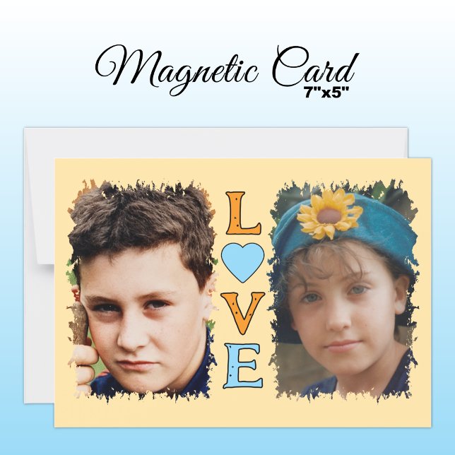 2 photo Love orange blue magnetic card (Creator Uploaded)