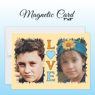2 photo Love orange carte magnétique bleue