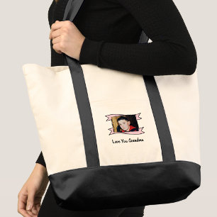2 photo love you grandma pink tote bag