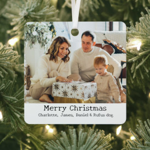 2 Photo Merry Christmas Personalized Metal Ornament