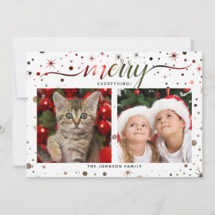 2-Photo MERRY Everything Colour Matching Typograph Holiday Card